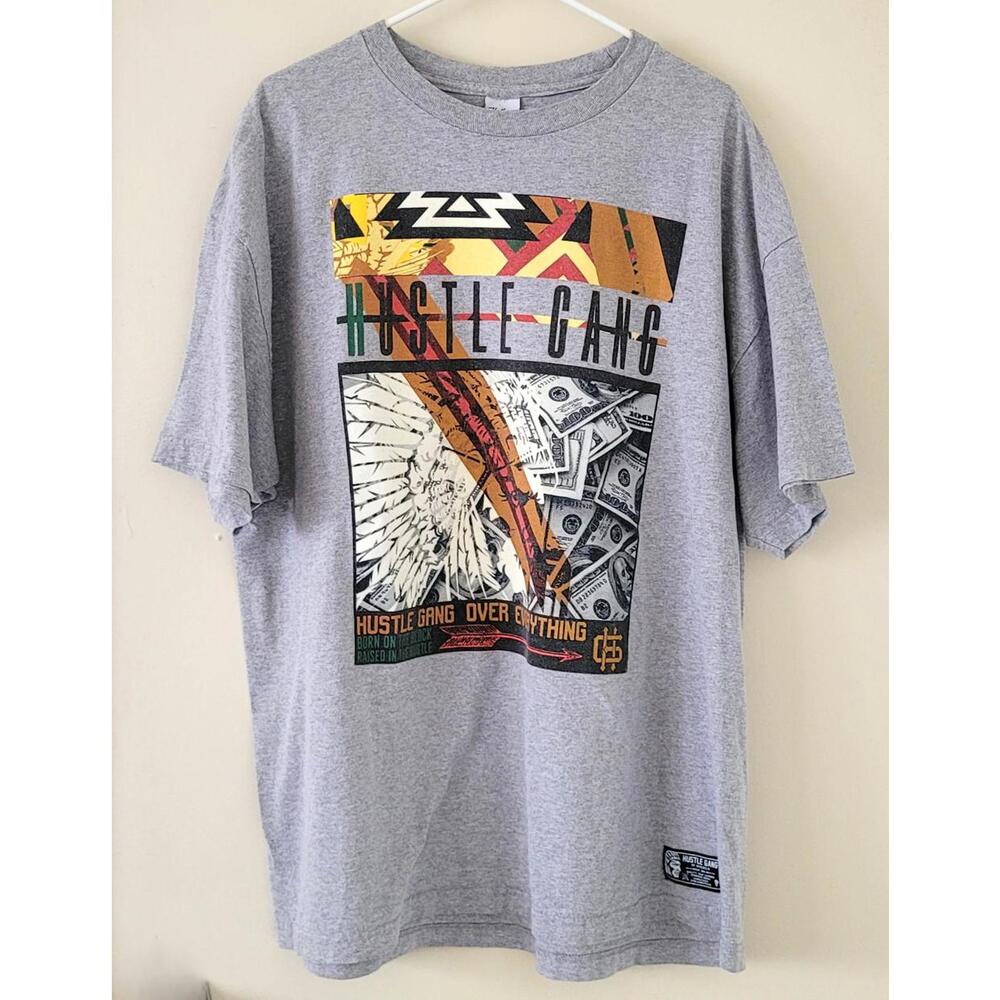 Hustle Gang of America Men's 2X Graphic T-Shirt Gray